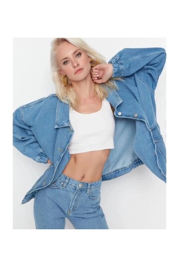 Denim oversize ceket
